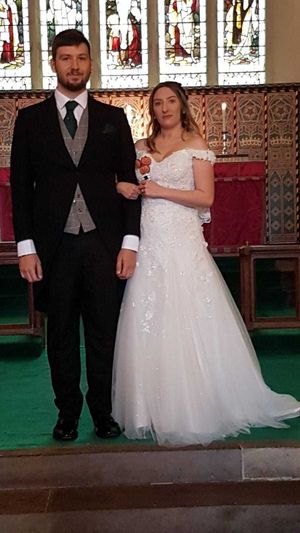 Ruth and Simon Adams celebrate their Halloween wedding day at Holy Trinity in Coalbrookdale