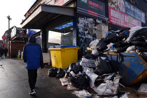 The indefinite strike has led to rubbish piling up on Birmingham's streets. 