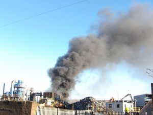 The plume of smoke from the fire could be seen rising above the skyline of Smethwick