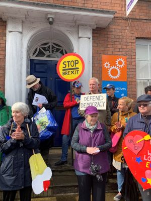 Protestors outside the Conservative part office. Pic: Andy Metcalfe