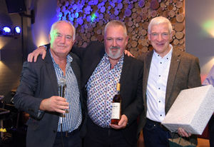 Chairman Howard Thorne, construction director Gerald Rogers and director - Richard Bowler - all of Shropshire Homes - celebrating Gerald's milestone 40 years of service to the firm