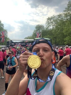 Lee completed the 2025 London Marathon has part of his yearly running challenge for the charity Dementia UK - a course P.B of 4:57 hours.