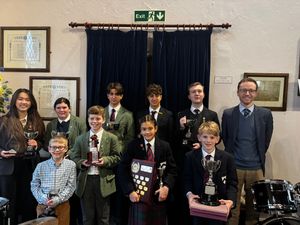 Successful Oswestry School pupils with head of music Jonny Fitch. Photo: Oswestry School