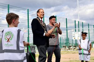 The Lord Mayor of Birmingham, Councillor Zafar Iqbal MBE, attends the launch event for the partnership between Birmingham Pathfinder and Alvechurch FC