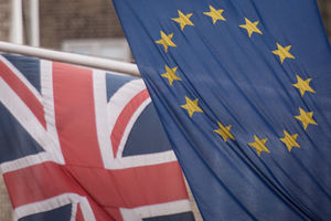 The UK and EU flags.
