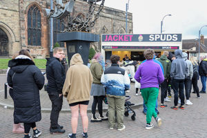 The queue in Tamworth for Spudman. 