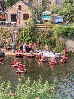 Baton-bearer Keiran Riley brought the baton down the River Severn to Ironbridge 