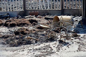 The frames of children's bikes destroyed in the fire