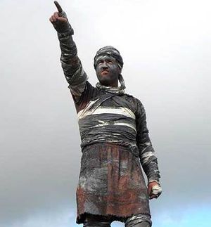 Justin on the set of Wrath of the Titans