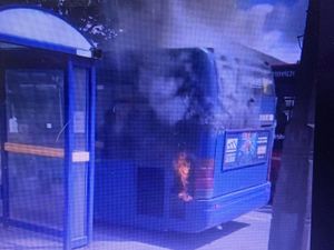 Supporting image for story: WATCH: Diamond bus dramatically catches fire outside West Bromwich pub