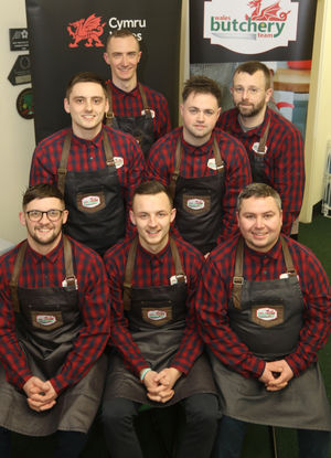The Craft Butchery Team Wales (back row from left) Ben Roberts and Dan Raftery, (middle row) Matthew Edwards and Craig Holly, (front row) Tom Jones, Peter Rushforth and Liam Lewis.