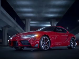 Supporting image for story: Toyota Supra reveal video leaked, showing sports car in full