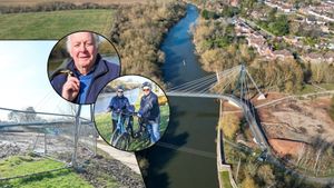 Cyclists wanting to travel on the new £16m Kepax Bridge over the River Severn in Worcester are left with two choices - join a muddy path or turn back and join what cyclists claim is a 'dangerous' road. 