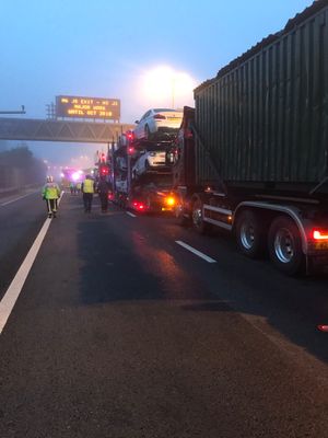 The lorries involved in the crash. Credit: @Walsallredwatch