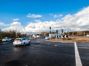 Supporting image for story: Long delays between Shrewsbury roundabouts after A5 crash leave car on its side