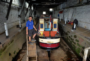 Dan Mullock in the dry dock at Ellesmere Yard, Ellesmere..
