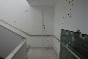 Walls riddled with bullets at the Bardo Museum in Tunis