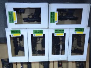 Guns stored in boxes