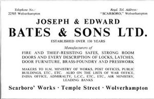 An advertisement for J & E Bates from 1949