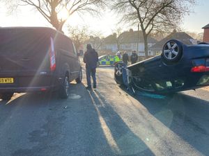 Supporting image for story: Car flips and hits delivery van in Shrewsbury