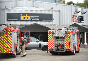 Fire crews remained at the scene on Monday