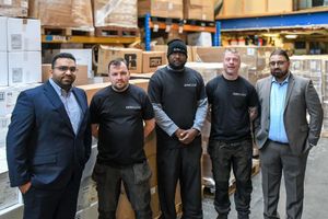 L-R: Yasin Shariff, staff members Mark Dugan, Daniel Chambers and Adrian Shields, and Imran Khandhia