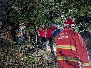 Emergency crews worked by torchlight late last night as they rescued an injured walker from a hillside at Snailbeach. Picture: West Mercia Search and Rescue