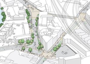An artist's impression of how the completed work will look.