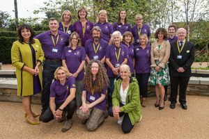 Dr Olivia Chapple with staff and volunteeers