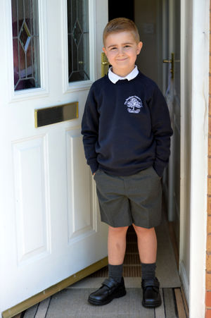 Noah Earl in new school uniform 