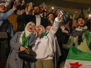 Supporting image for story: Syrians celebrate a month since Assad’s overthrow with revolutionary songs
