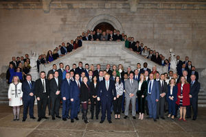 New MPs pose with the Prime Minister on their first day in Westminster. Their first week was spent trying to get themselves organised.
