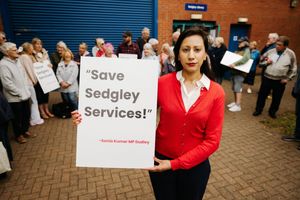 Sonia Kumar MP outside of Sedgley Library and clinic at Ladies Walk. She is calling on Dudley Council to extend the lease on the building or to consider buying it outright.