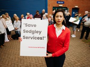 Sonia Kumar MP outside of Sedgley Library and clinic at Ladies Walk. She is calling on Dudley Council to extend the lease on the building or to consider buying it outright.
