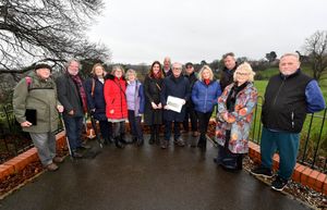 Mayor of the West Midlands Richard Parker visits Corbett Meadow, the last parcel of untouched meadowland in Amblecote.  Pictured with Cat Eccles MP and members of the Corbett Meadow Action Group.