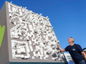 Supporting image for story: Huge QR code outside train station aims to encourage recycling