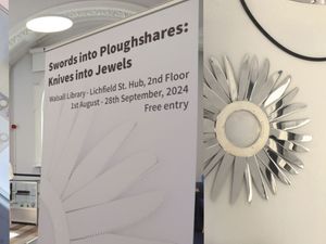 Supporting image for story: Art exhibition made from seized knives and weapons opens in Walsall