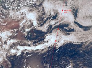 Supporting image for story: Satellite image sheds light on how ice and snow in clouds turn into rain