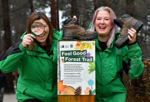 Rangers Maria Browne and Ann Lewis promote the activities on offer at Birches Valley Forest Centre, Cannock.