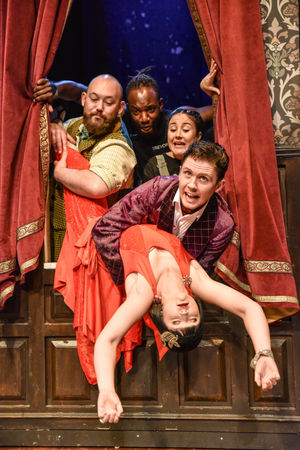 Leonard Cook (Robert), April Hughes (Sandra), Gabriel Paul (Trevor), Laura Kirman (Annie) and Seán Carey (Jonathan). Photo: Robert Day