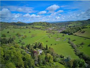 A view of Bodfach Hall and its grounds from above