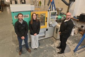 L-R: Dr Mattia Parati, Olivia Simpson and Andy Barrass at SymbioTex in Wolverhampton