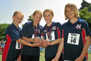 Biathlon year 7 team winners, from the Bridgnorth Endowed School, from left, Ellie Shotton, 12, Ellie McAdam, 12, Cameron Minifie, 12 and Ella Fitzpatrick, 12.