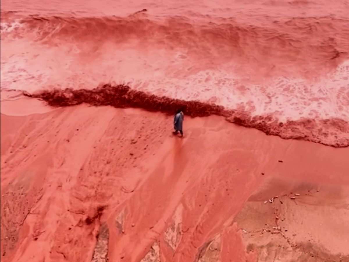 Rain creates crimson spectacle on Iran’s Hormuz Island
