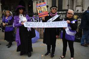 Campaigners outside the Royal Courts of Justice 