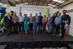 Mayor Richard Parker, left, and the Lord Lieutenant for the West Midlands Derrick Anderson, right, with the team at Bowers & Jones in Bilston