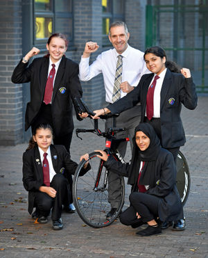 Oldbury Academy head Phil Shackleton with pupils  