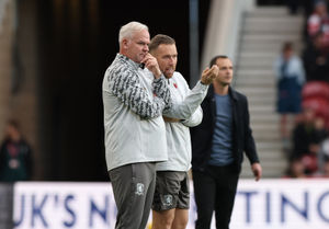 Adi Viveash (L) and Harry Watling during Middlesbrough's victory over Birmingham City, from which new Wolves boss Rob Edwards was stood down. Watling has followed Edwards to Molineux. (Photo by Nigel Roddis/Getty Images)