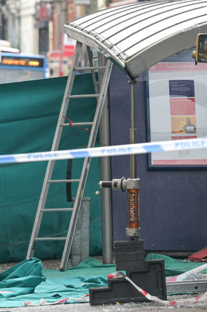 The bus shelter needed support to stay up. Photo: SnapperSK