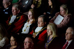The Mayor of Wolverhampton Councillor Michael Hardacre prepares to see groups from his city receive their awards